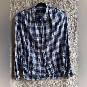 Madewell blue plaid button down shirt